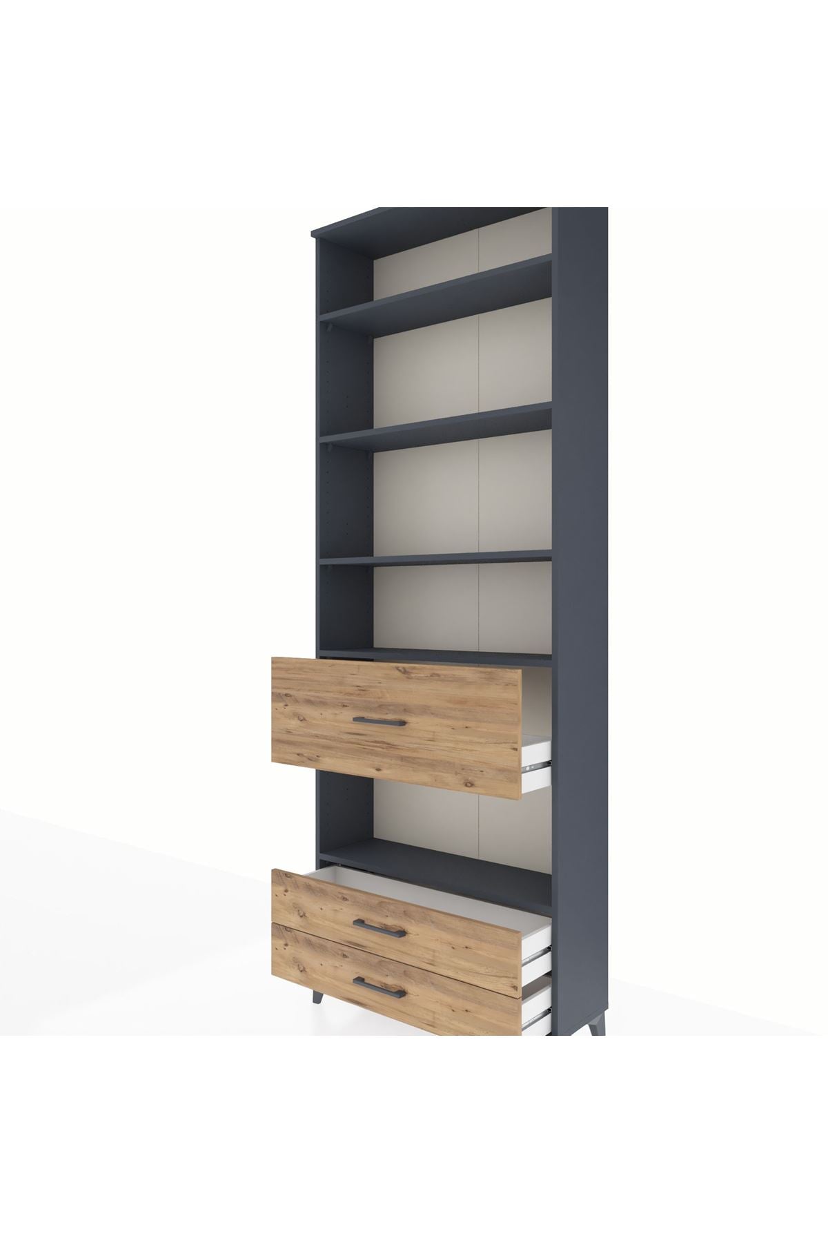 Arges Dolap 5 Raflı 3 Çekmeceli 88x30x243 Antrasit-Çam