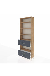 Arges Dolap 5 Raflı 3 Çekmeceli 88x30x243 Çam-Antrasit