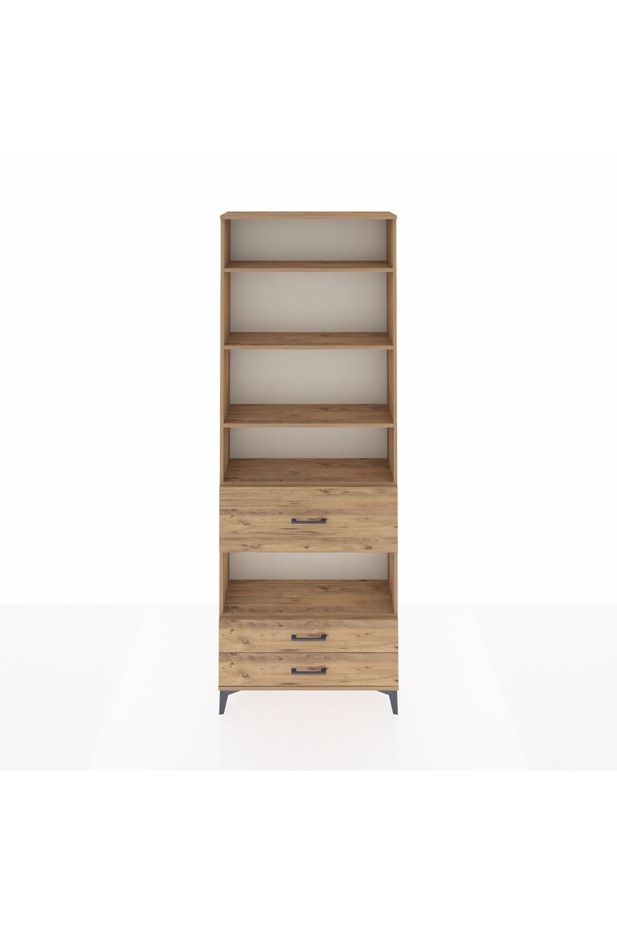 Arges Dolap 5 Raflı 3 Çekmeceli 88x30x243 Çam-Çam