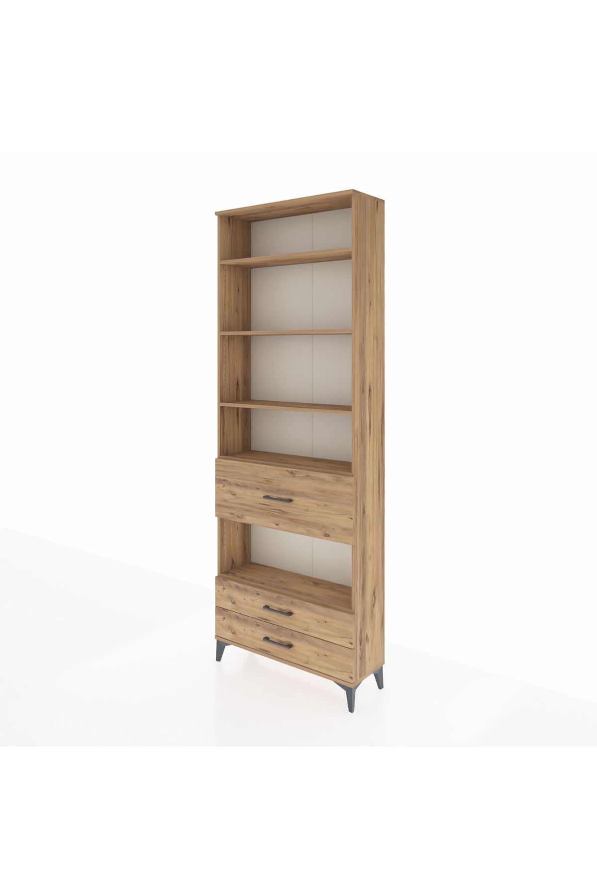 Arges Dolap 5 Raflı 3 Çekmeceli 88x30x243 Çam-Çam