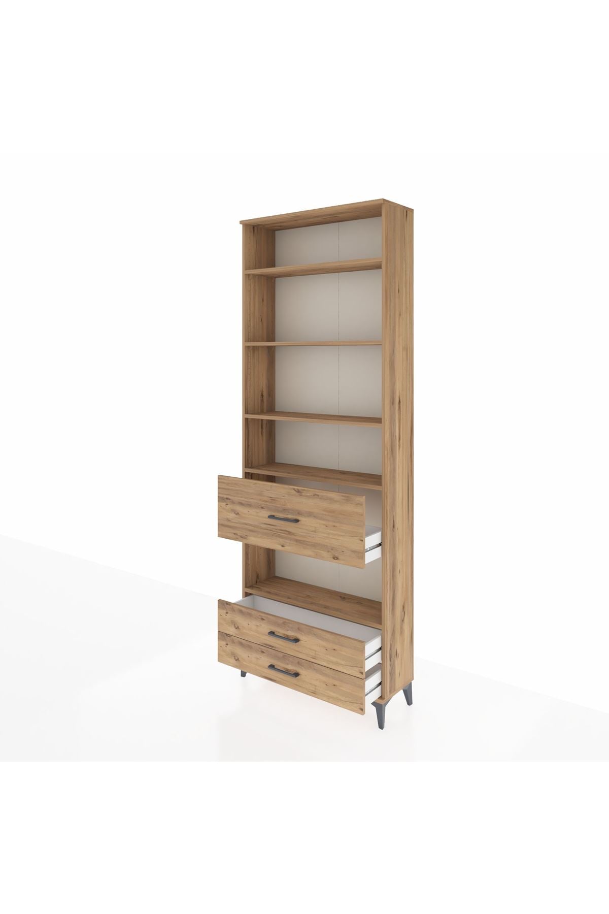 Arges Dolap 5 Raflı 3 Çekmeceli 88x30x243 Çam-Çam