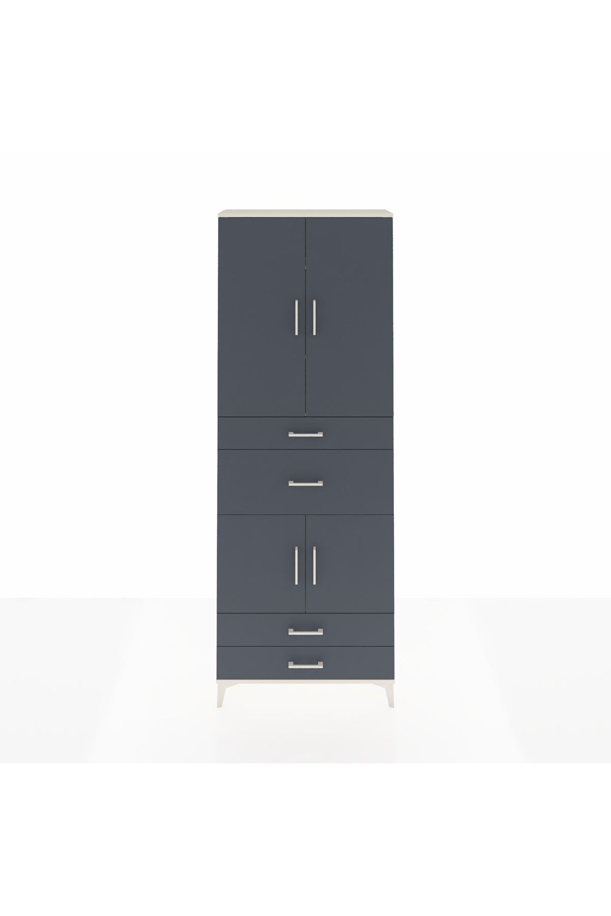 Arges Dolap 4 Raflı 4 Çekmeceli 4 Kapaklı 88x30x243 Aytaşı-Antrasit