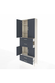 Arges Dolap 4 Raflı 4 Çekmeceli 4 Kapaklı 88x30x243 Aytaşı-Antrasit