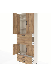 Arges Dolap 4 Raflı 4 Çekmeceli 4 Kapaklı 88x30x243 Aytaşı-Çam