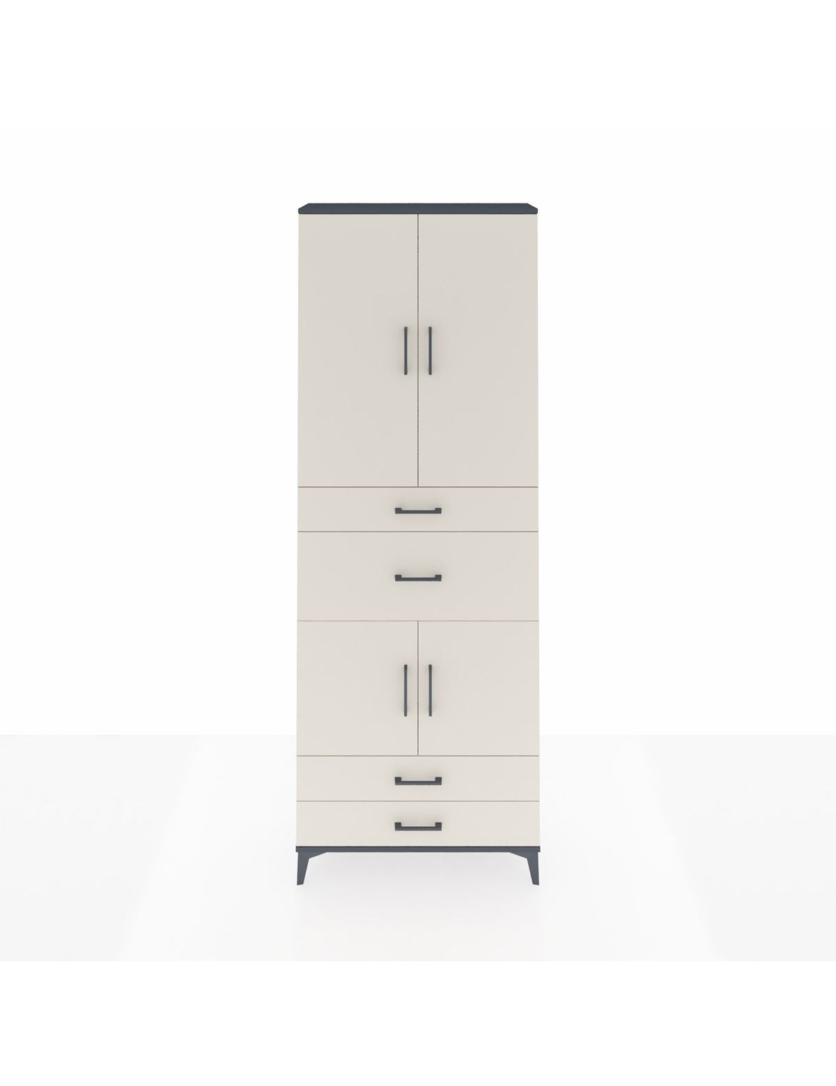 Arges Dolap 4 Raflı 4 Çekmeceli 4 Kapaklı 88x30x243 Antrasit-Aytaşı