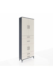 Arges Dolap 4 Raflı 4 Çekmeceli 4 Kapaklı 88x30x243 Antrasit-Aytaşı