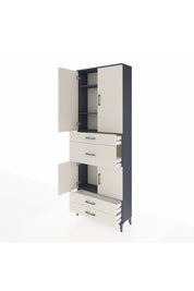 Arges Dolap 4 Raflı 4 Çekmeceli 4 Kapaklı 88x30x243 Antrasit-Aytaşı