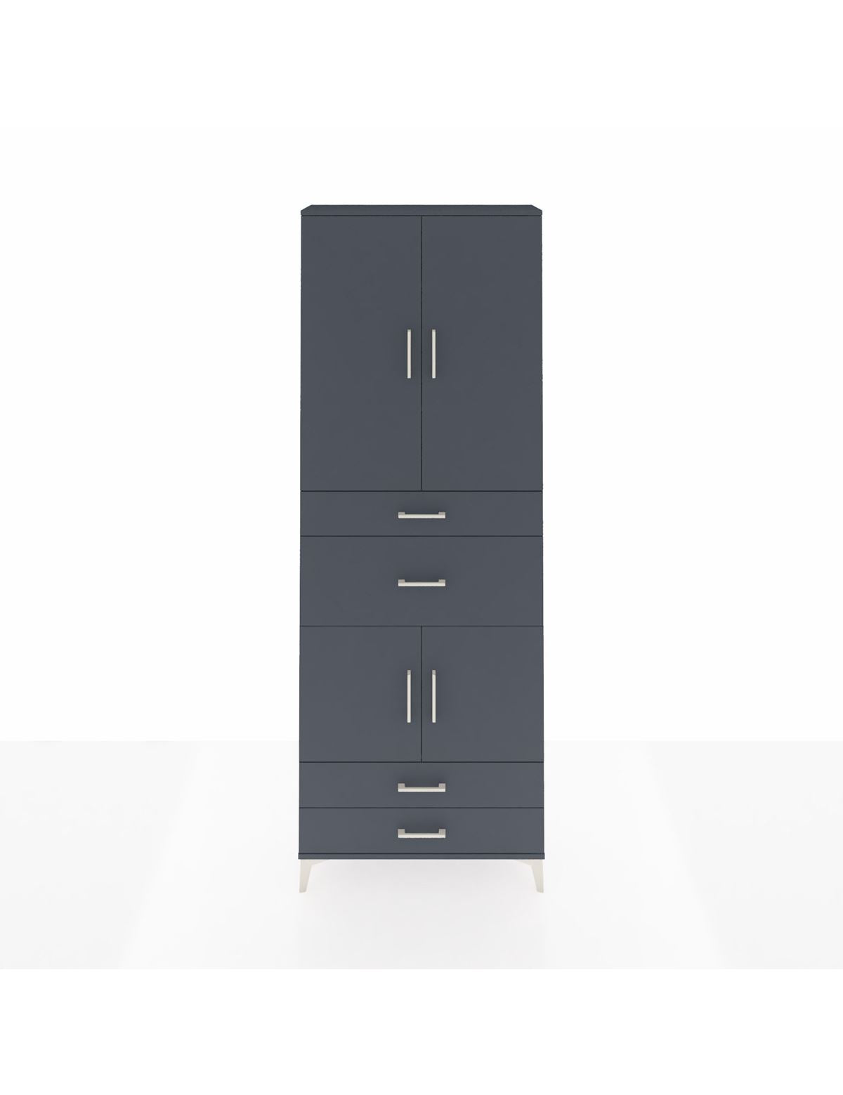 Arges Dolap 4 Raflı 4 Çekmeceli 4 Kapaklı 88x30x243 Antrasit-Antrasit