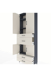 Arges Dolap 4 Raflı 4 Çekmeceli 4 Kapaklı 88x30x243 Antrasit-Aytaşı