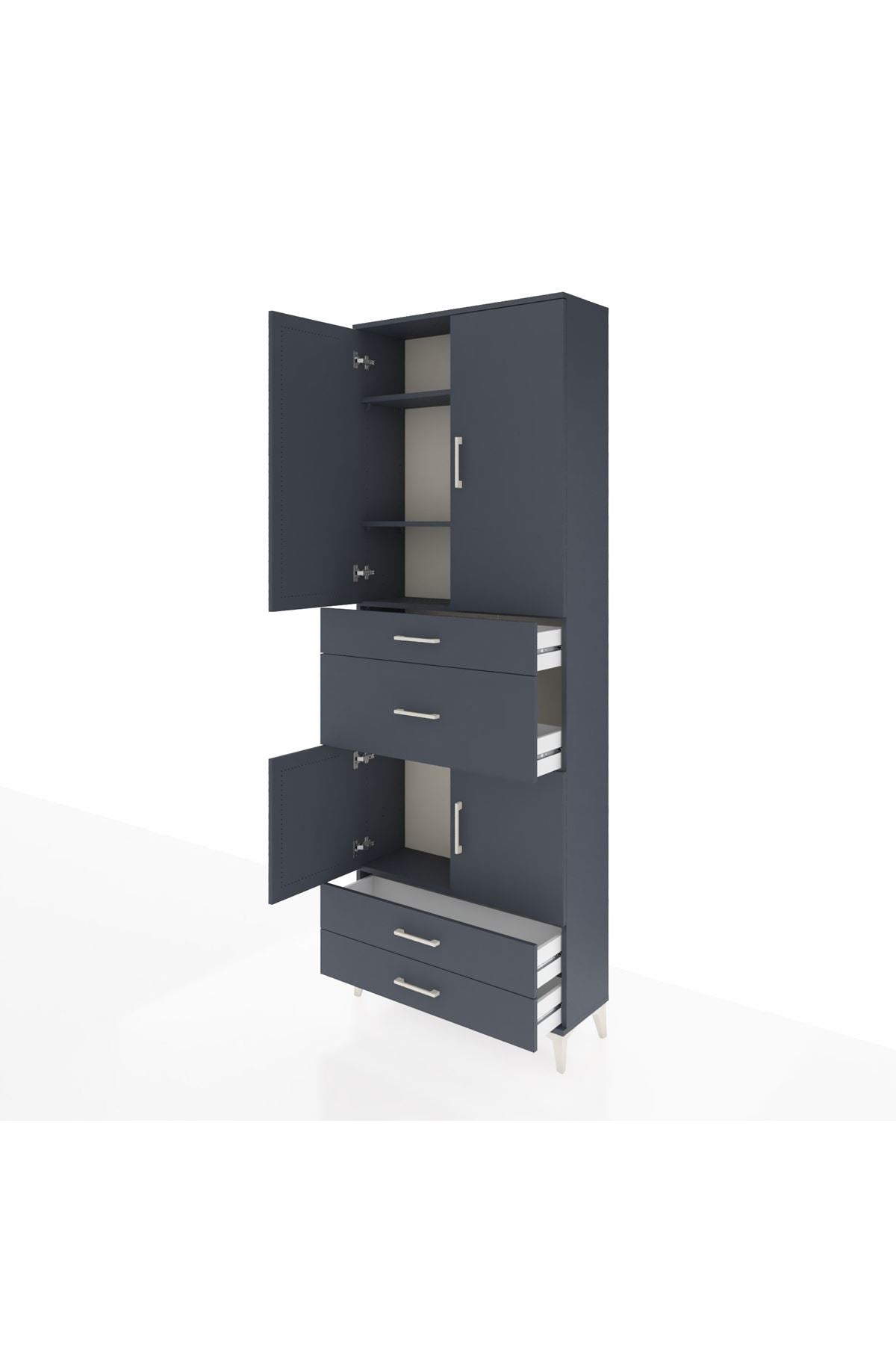 Arges Dolap 4 Raflı 4 Çekmeceli 4 Kapaklı 88x30x243 Antrasit-Antrasit