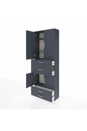 Arges Dolap 4 Raflı 4 Çekmeceli 4 Kapaklı 88x30x243 Antrasit-Antrasit