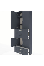 Arges Dolap 4 Raflı 4 Çekmeceli 4 Kapaklı 88x30x243 Antrasit-Antrasit