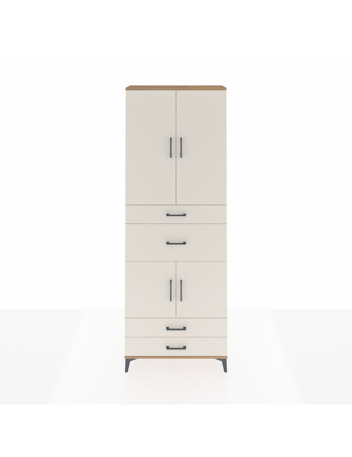 Arges Dolap 4 Raflı 4 Çekmeceli 4 Kapaklı 88x30x243 Çam-Aytaşı