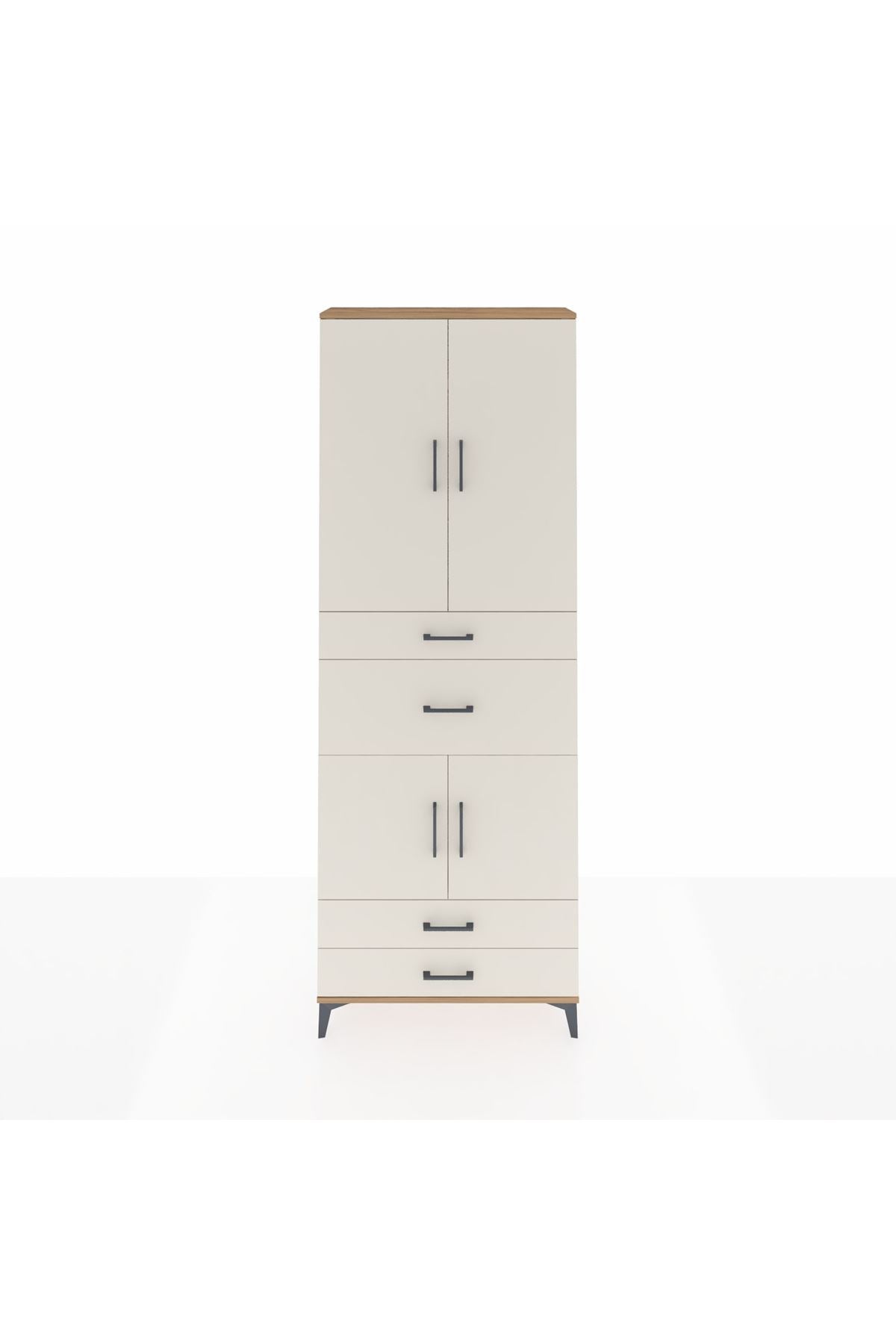 Arges Dolap 4 Raflı 4 Çekmeceli 4 Kapaklı 88x30x243 Çam-Aytaşı