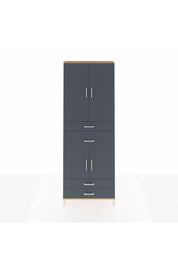 Arges Dolap 4 Raflı 4 Çekmeceli 4 Kapaklı 88x30x243 Çam-Antrasit