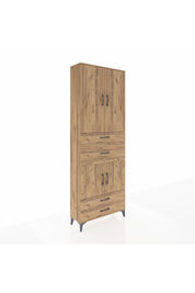 Arges Dolap 4 Raflı 4 Çekmeceli 4 Kapaklı 88x30x243 Çam-Çam
