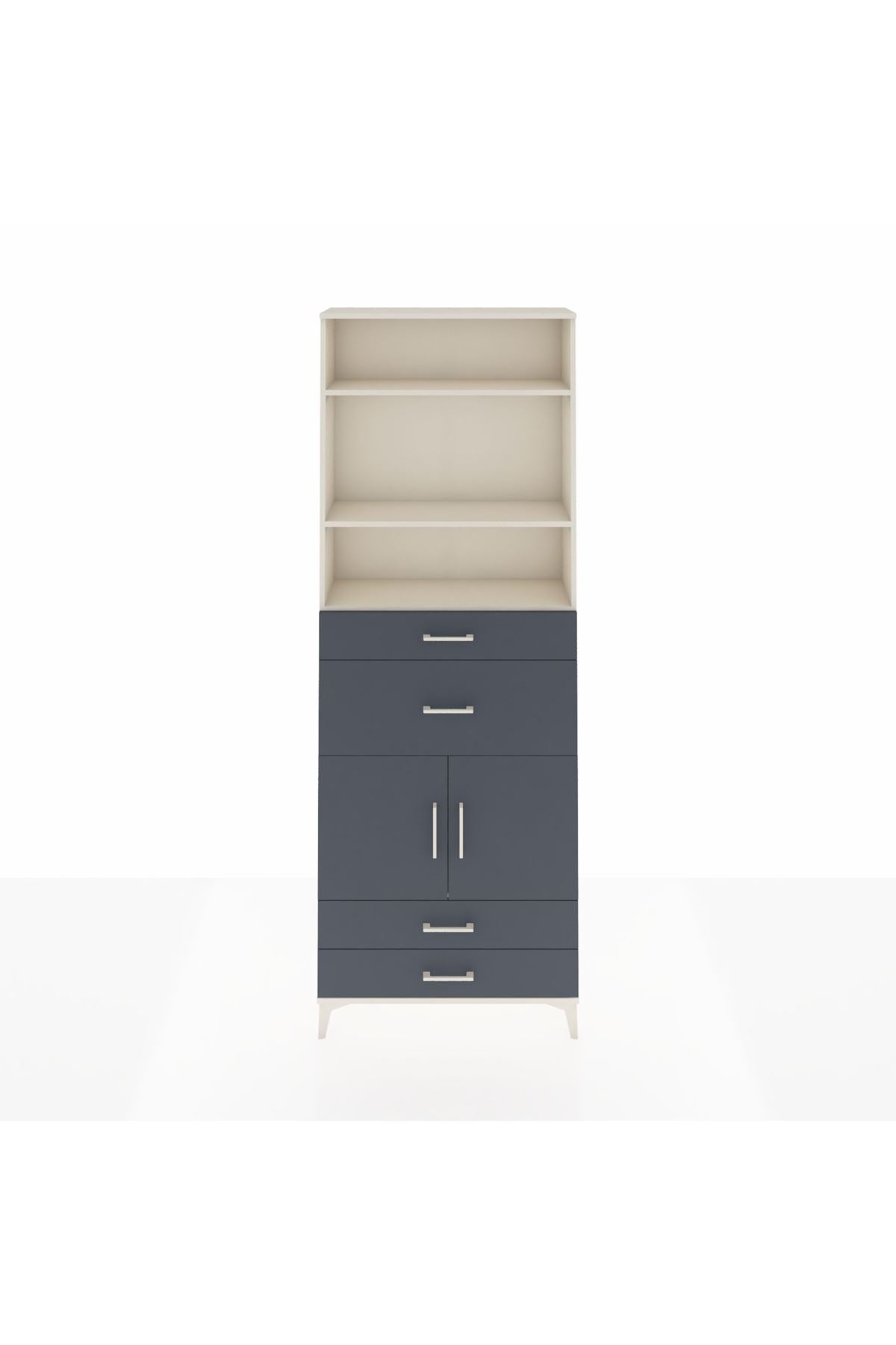 Arges Dolap 4 Raflı 4 Çekmeceli 2 Kapaklı 88x30x243 Aytaşı-Antrasit