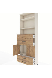 Arges Dolap 4 Raflı 4 Çekmeceli 2 Kapaklı 88x30x243 Aytaşı-Çam