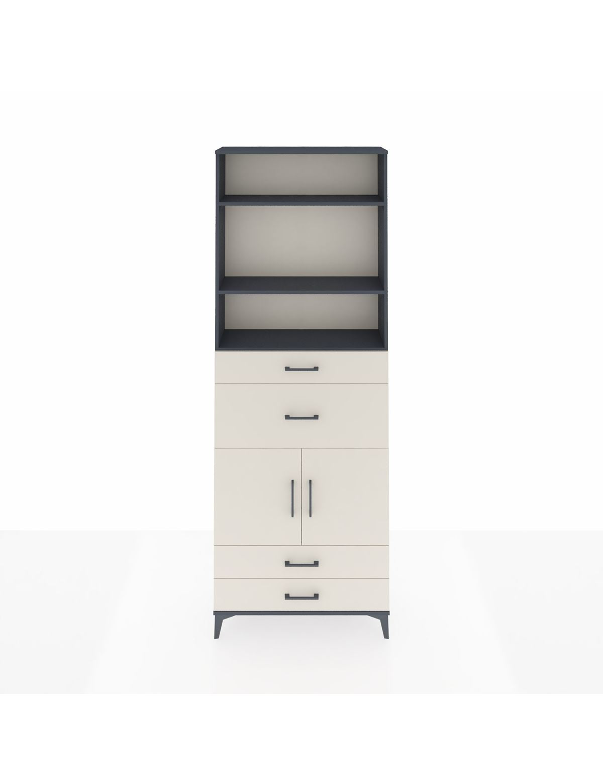 Arges Dolap 4 Raflı 4 Çekmeceli 2 Kapaklı 88x30x243 Antrasit-Aytaşı