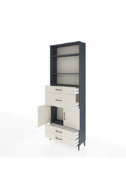 Arges Dolap 4 Raflı 4 Çekmeceli 2 Kapaklı 88x30x243 Antrasit-Aytaşı