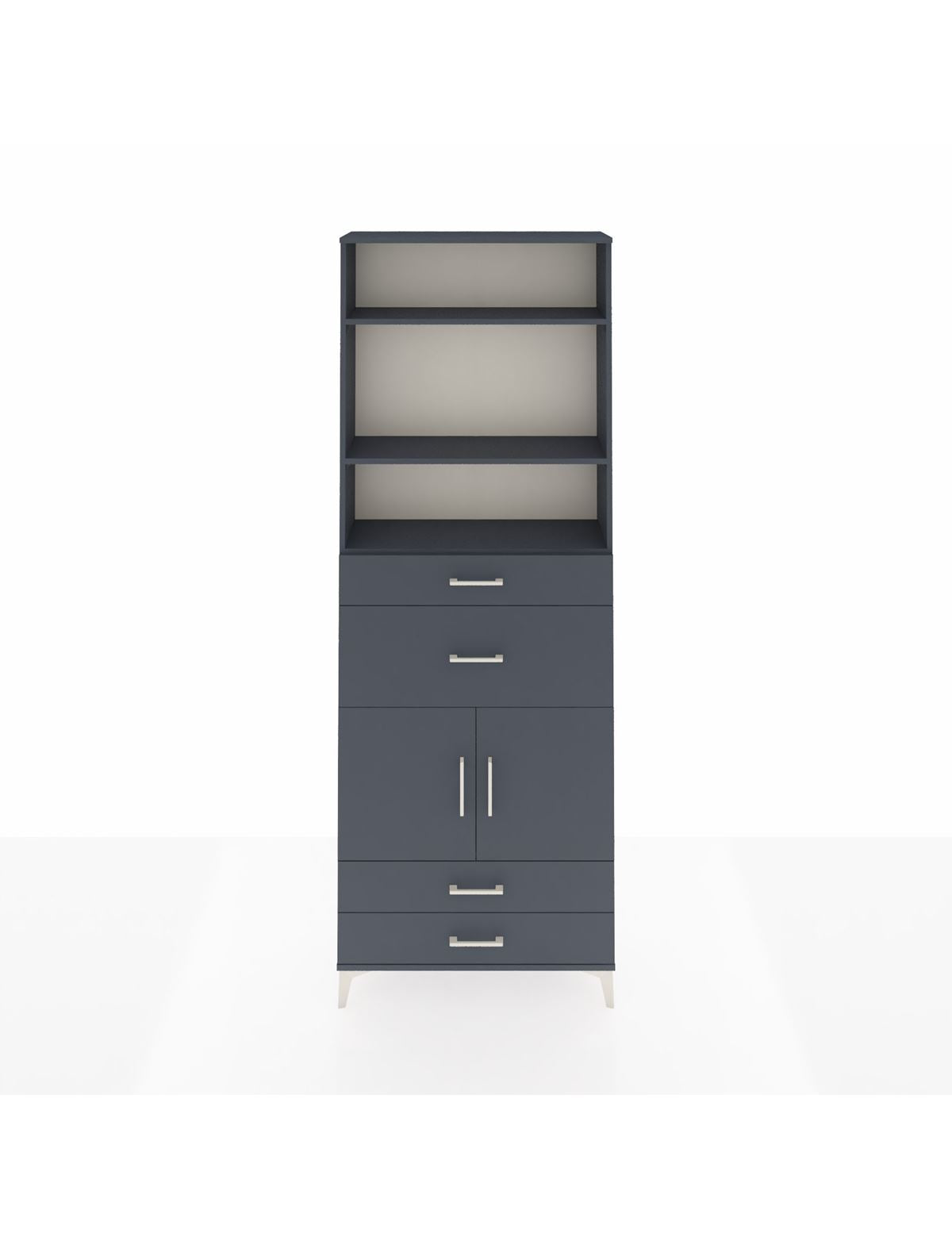Arges Dolap 4 Raflı 4 Çekmeceli 2 Kapaklı 88x30x243 Antrasit-Antrasit