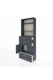 Arges Dolap 4 Raflı 4 Çekmeceli 2 Kapaklı 88x30x243 Antrasit-Antrasit