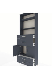 Arges Dolap 4 Raflı 4 Çekmeceli 2 Kapaklı 88x30x243 Antrasit-Antrasit