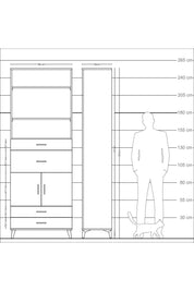 Arges Dolap 4 Raflı 4 Çekmeceli 2 Kapaklı 88x30x243 Antrasit-Çam