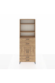 Arges Dolap 4 Raflı 4 Çekmeceli 2 Kapaklı 88x30x243 Çam-Çam