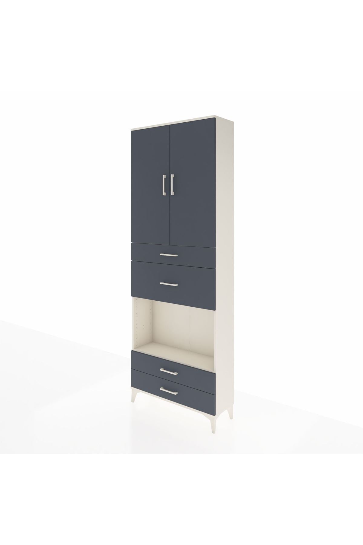 Arges Dolap 4 Raflı 4 Çekmeceli 2 Kapaklı 88x30x243 Aytaşı-Antrasit