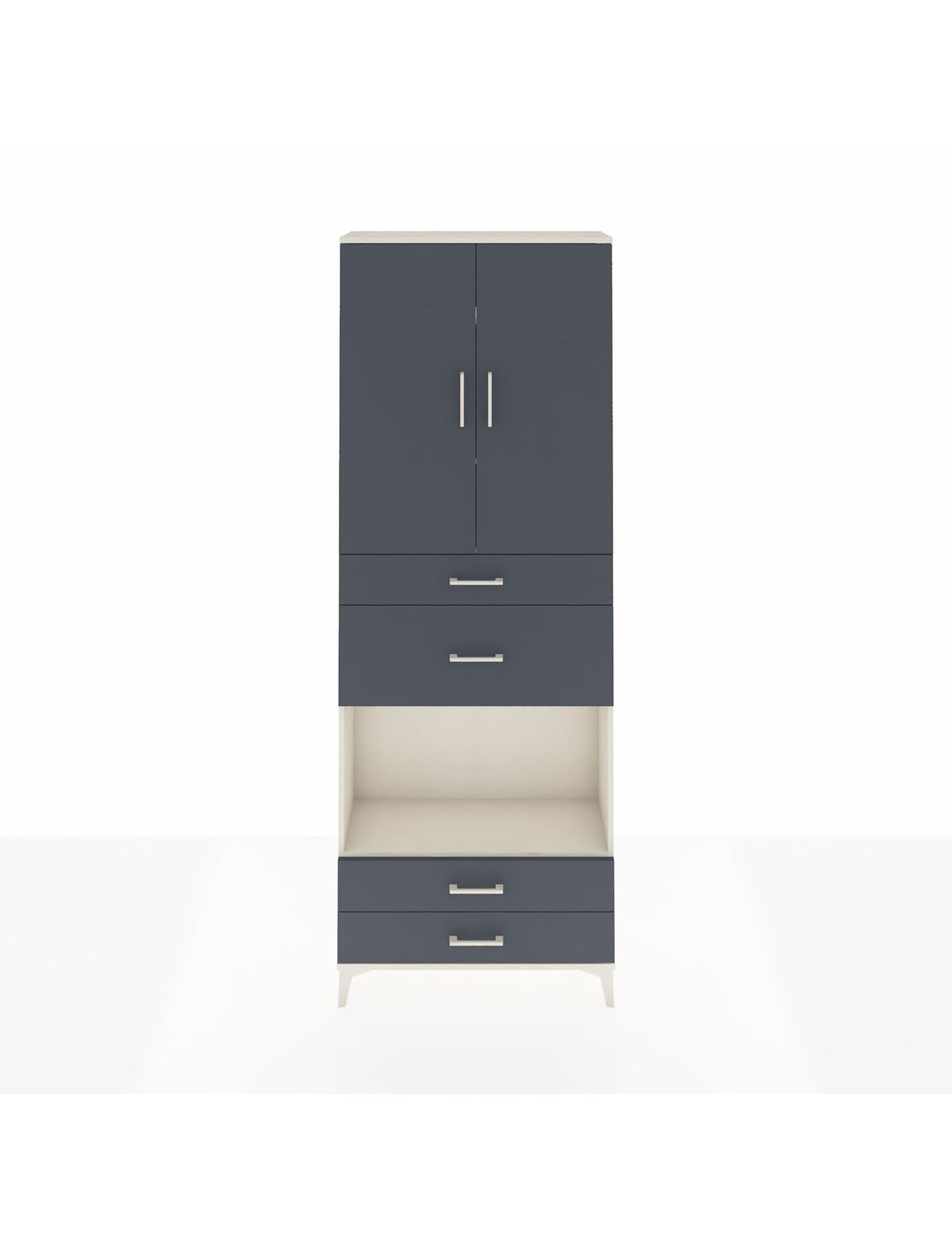 Arges Dolap 4 Raflı 4 Çekmeceli 2 Kapaklı 88x30x243 Aytaşı-Antrasit