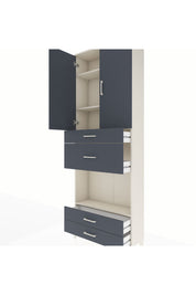 Arges Dolap 4 Raflı 4 Çekmeceli 2 Kapaklı 88x30x243 Aytaşı-Antrasit