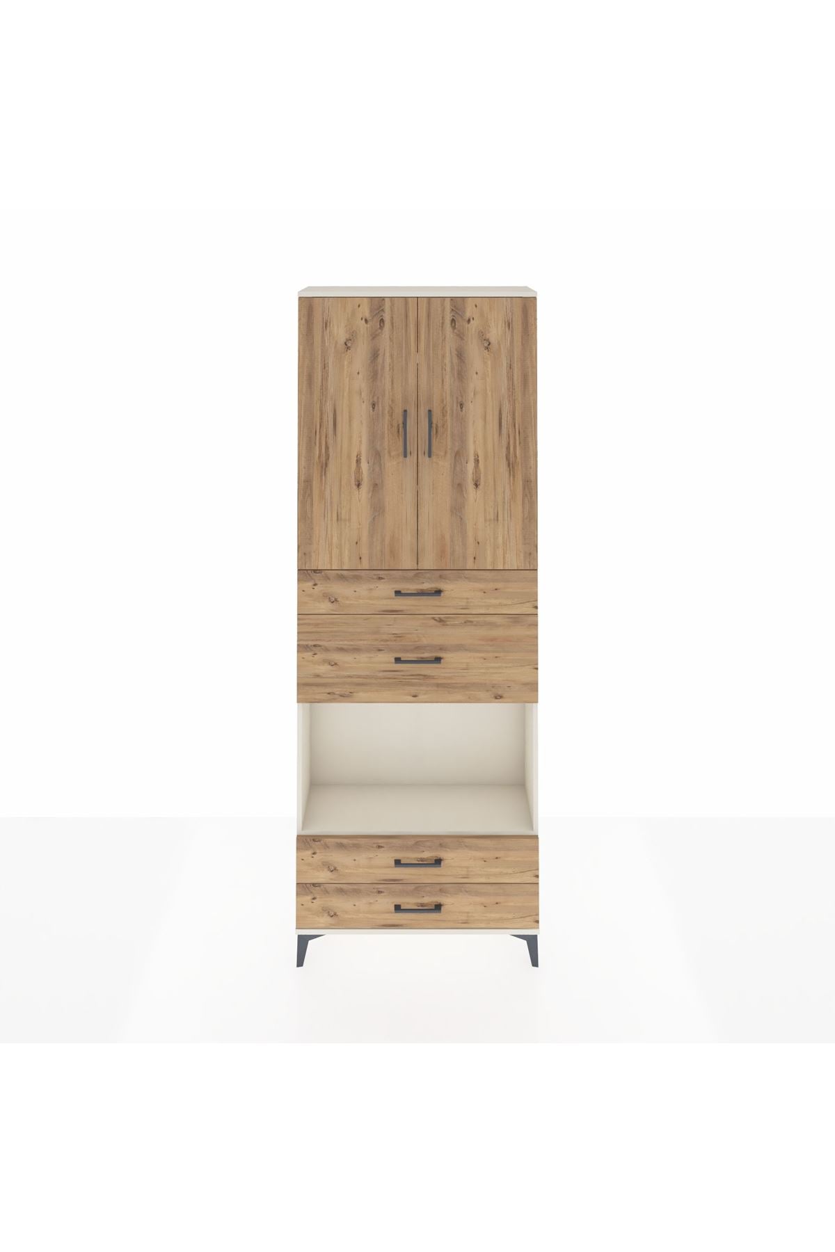 Arges Dolap 4 Raflı 4 Çekmeceli 2 Kapaklı 88x30x243 Aytaşı-Çam