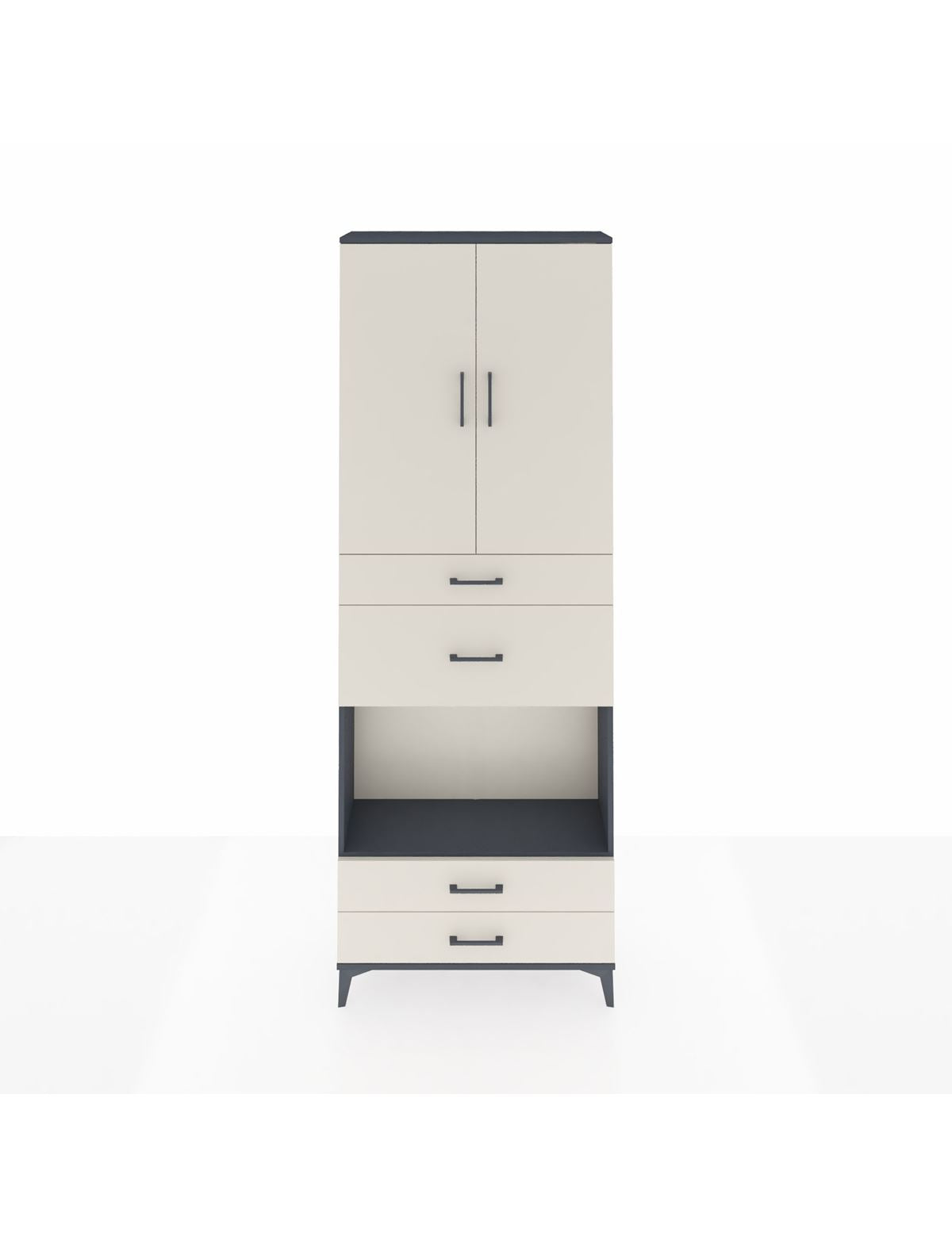 Arges Dolap 4 Raflı 4 Çekmeceli 2 Kapaklı 88x30x243 Antrasit-Aytaşı