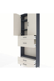 Arges Dolap 4 Raflı 4 Çekmeceli 2 Kapaklı 88x30x243 Antrasit-Aytaşı