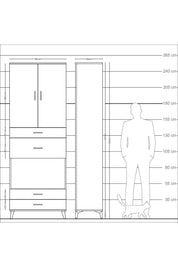 Arges Dolap 4 Raflı 4 Çekmeceli 2 Kapaklı 88x30x243 Antrasit-Aytaşı