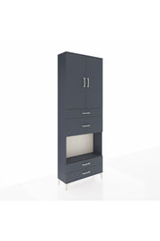 Arges Dolap 4 Raflı 4 Çekmeceli 2 Kapaklı 88x30x243 Antrasit-Antrasit