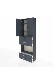 Arges Dolap 4 Raflı 4 Çekmeceli 2 Kapaklı 88x30x243 Antrasit-Antrasit