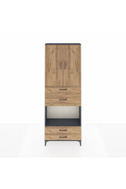 Arges Dolap 4 Raflı 4 Çekmeceli 2 Kapaklı 88x30x243 Antrasit-Çam