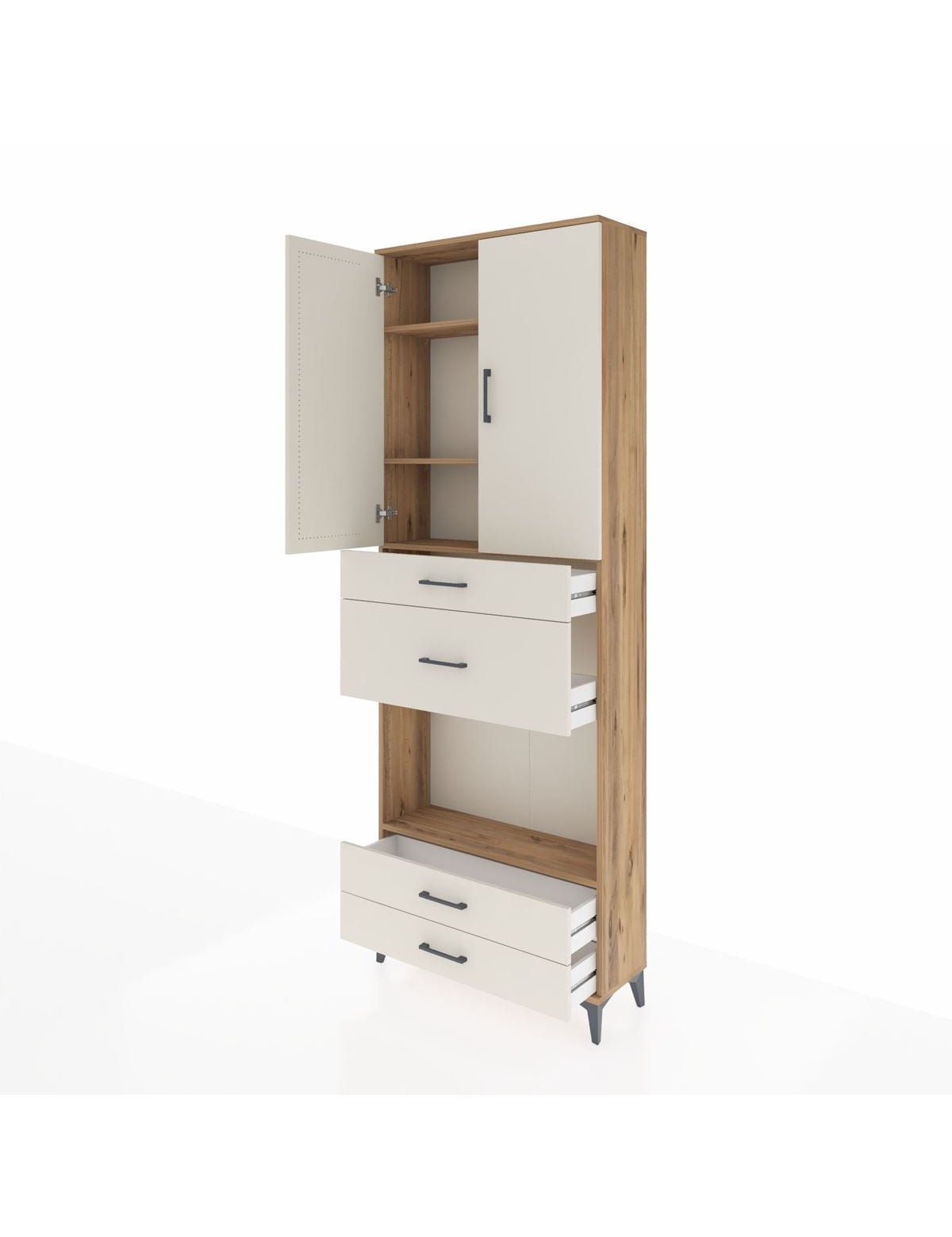 Arges Dolap 4 Raflı 4 Çekmeceli 2 Kapaklı 88x30x243 - S33M095V7A
