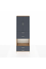 Arges Dolap 4 Raflı 4 Çekmeceli 2 Kapaklı 88x30x243 Çam-Antrasit