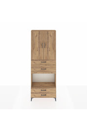 Arges Dolap 4 Raflı 4 Çekmeceli 2 Kapaklı 88x30x243 Çam-Çam