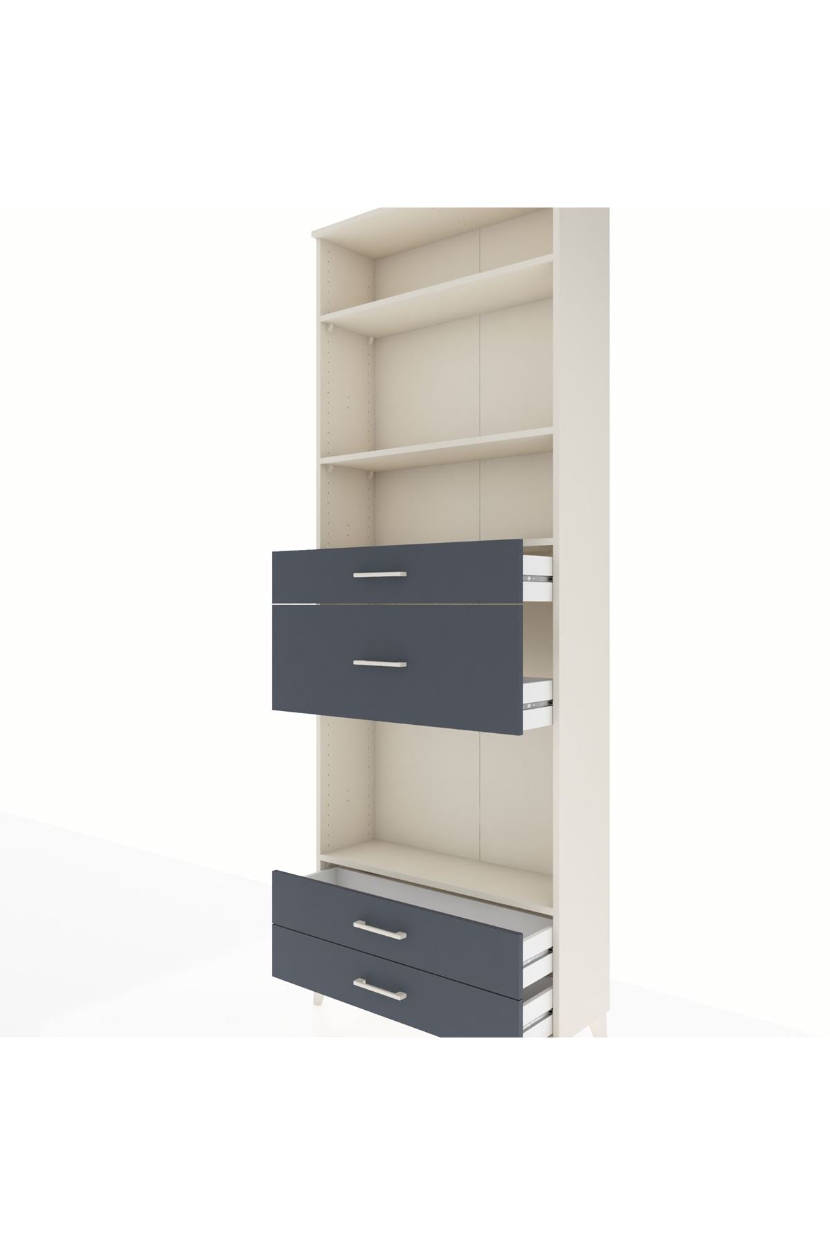 Arges Dolap 4 Raflı 4 Çekmeceli 88x30x243 Aytaşı-Antrasit