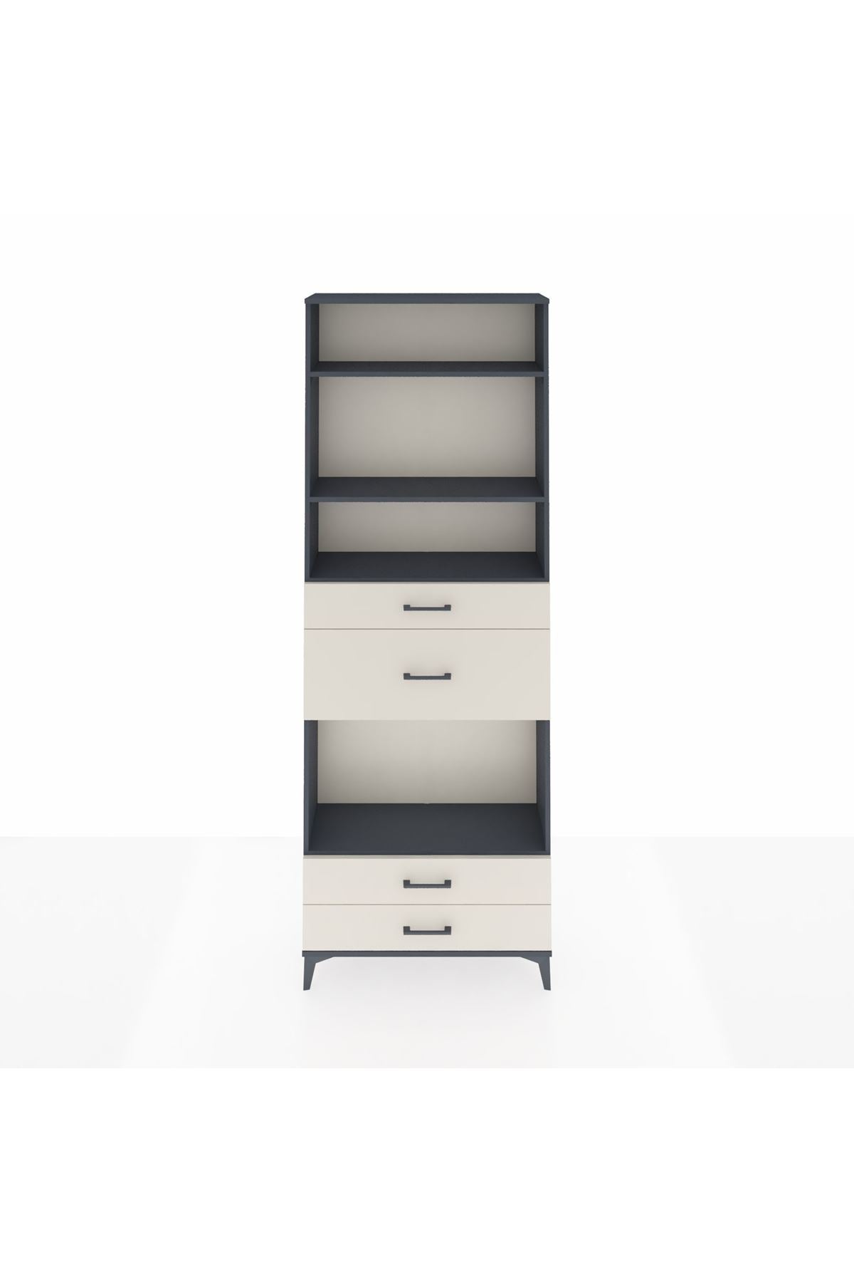 Arges Dolap 4 Raflı 4 Çekmeceli 88x30x243 Antrasit-Aytaşı