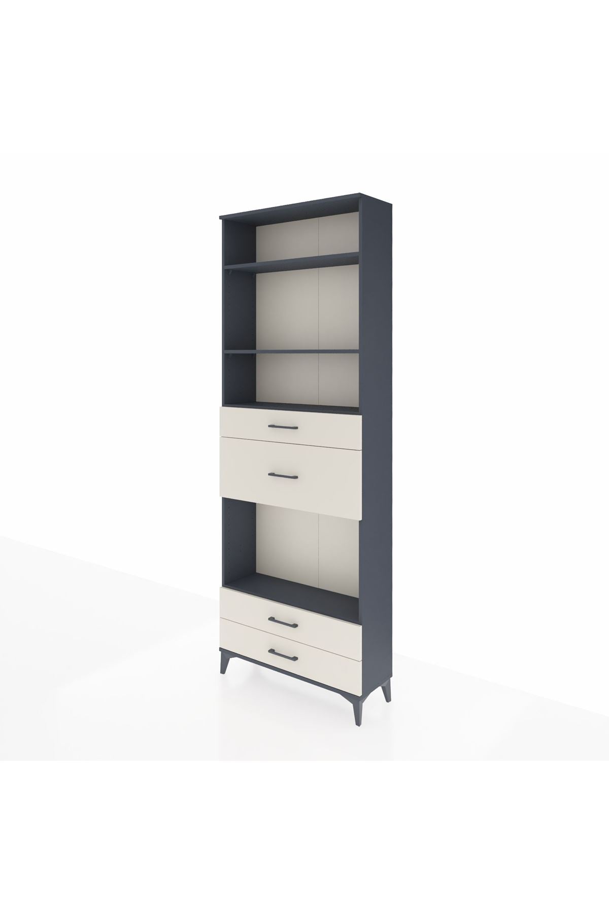 Arges Dolap 4 Raflı 4 Çekmeceli 88x30x243 Antrasit-Aytaşı