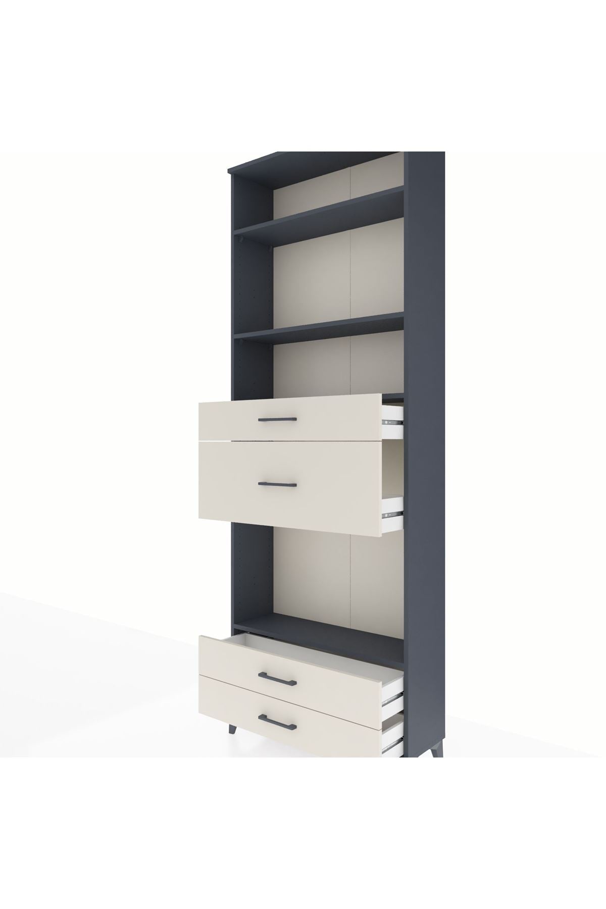 Arges Dolap 4 Raflı 4 Çekmeceli 88x30x243 Antrasit-Aytaşı