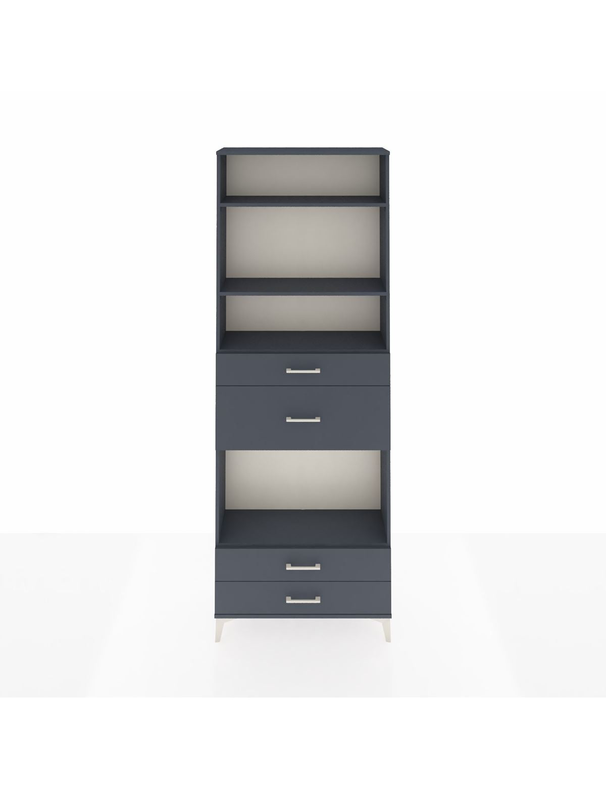 Arges Dolap 4 Raflı 4 Çekmeceli 88x30x243 Antrasit-Antrasit