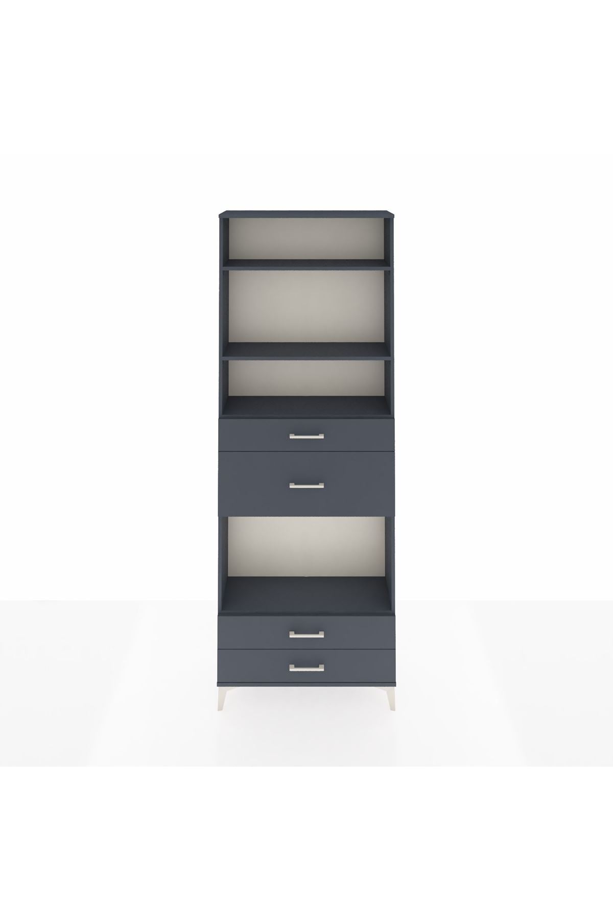 Arges Dolap 4 Raflı 4 Çekmeceli 88x30x243 Antrasit-Antrasit