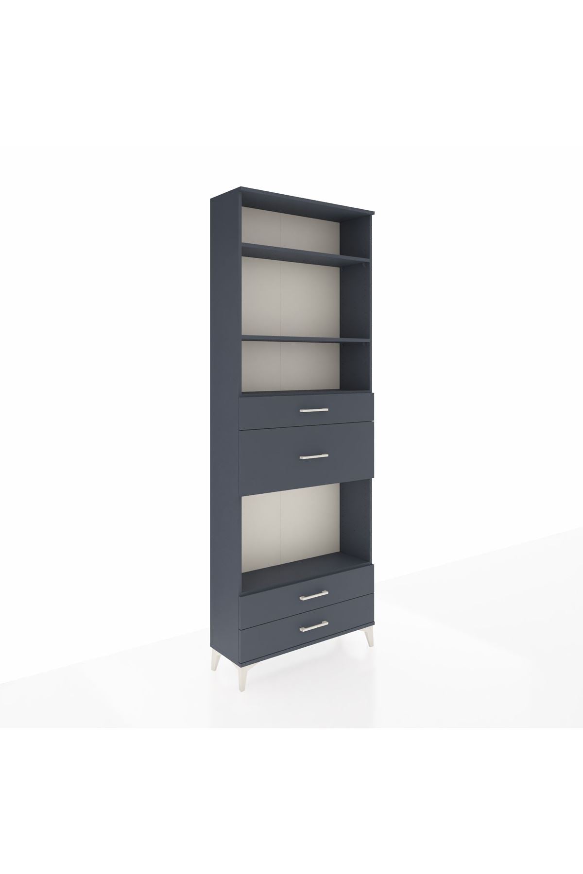 Arges Dolap 4 Raflı 4 Çekmeceli 88x30x243 Antrasit-Antrasit