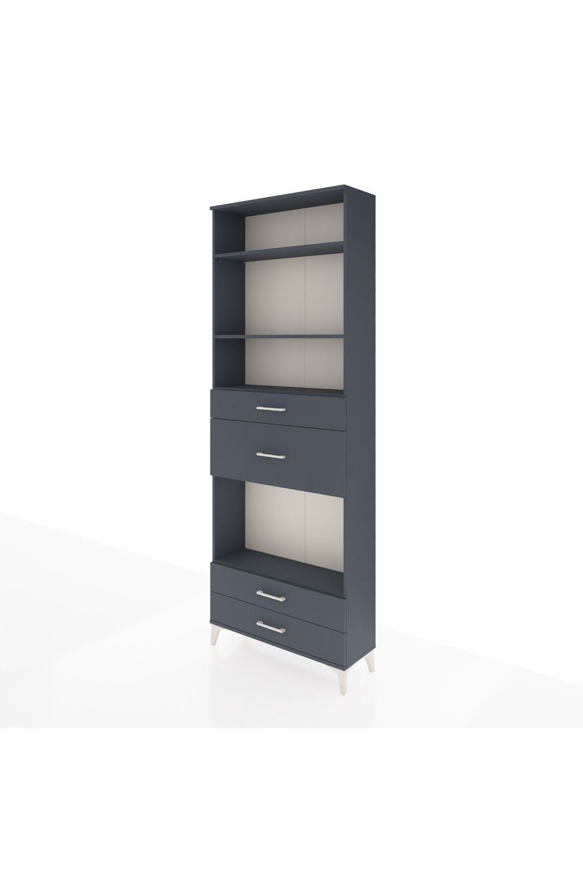 Arges Dolap 4 Raflı 4 Çekmeceli 88x30x243 Antrasit-Antrasit